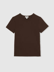 Stretch-Cotton Crew-Neck T-Shirt Chocolate Brown | Womens