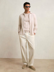 Merino Wool Button-Through Cardigan Beige | Mens