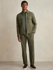 Drawstring Technical Cuffed Trousers Green | Mens