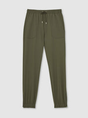 Drawstring Technical Cuffed Trousers Green | Mens