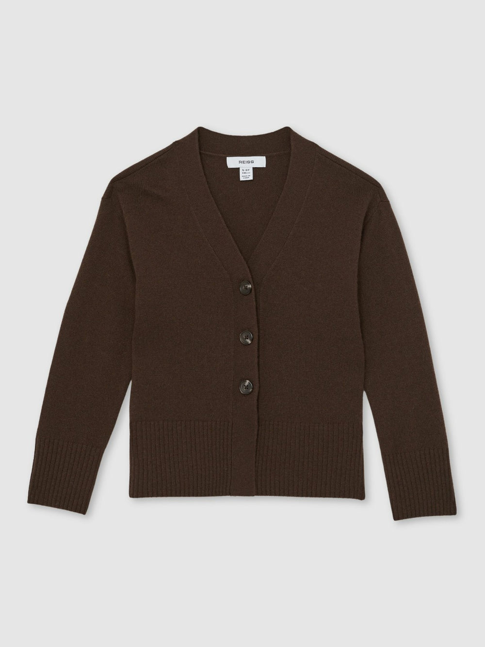 13-14 yrs Wool-Blend Fitted Cardigan With Cashmere Brown | Children