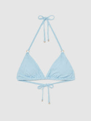 Textured Wave Triangle Bikini Top Blue | Womens