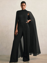 Wide-Leg Cape Jumpsuit Black | Womens