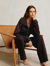 Interlock Half Zip Drawstring Hem Sweatshirt Plum | Womens