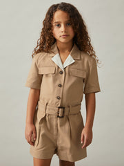 13-14 yrs Cotton-Lyocell Utility Playsuit Camel | Children