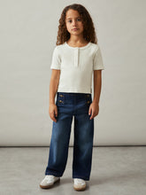 9-13 yrs Cotton Pointelle Button T-Shirt Ivory | Children