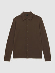 Merino Wool Button-Through Cardigan Chocolate Brown | Mens