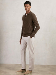 Merino Wool Button-Through Cardigan Chocolate Brown | Mens
