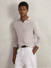 Merino Wool Open-Collar Polo Shirt Wicker Brown Melange | Mens