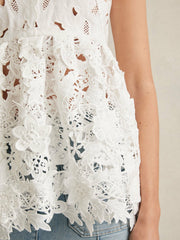 Cotton Cut Out Lace Cami Top Ivory | Womens
