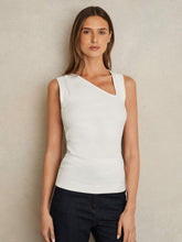 Stretch-Cotton Ribbed Asymmetric Vest White | Womens