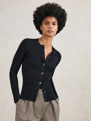 Button Front Knit Cardigan Navy | Womens