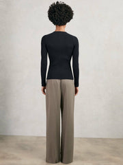 Button Front Knit Cardigan Navy | Womens