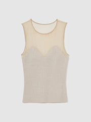 Mesh Rib-Knit Sweetheart Vest Pink Neutral | Womens