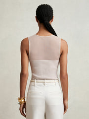 Mesh Rib-Knit Sweetheart Vest Pink Neutral | Womens