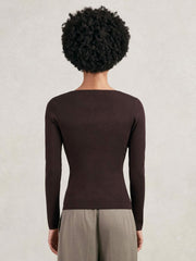 Chain-Detail Keyhole Knit Top Plum | Womens
