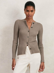 Button Front Knit Cardigan Stone | Womens