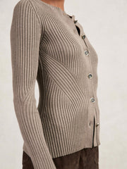 Button Front Knit Cardigan Stone | Womens