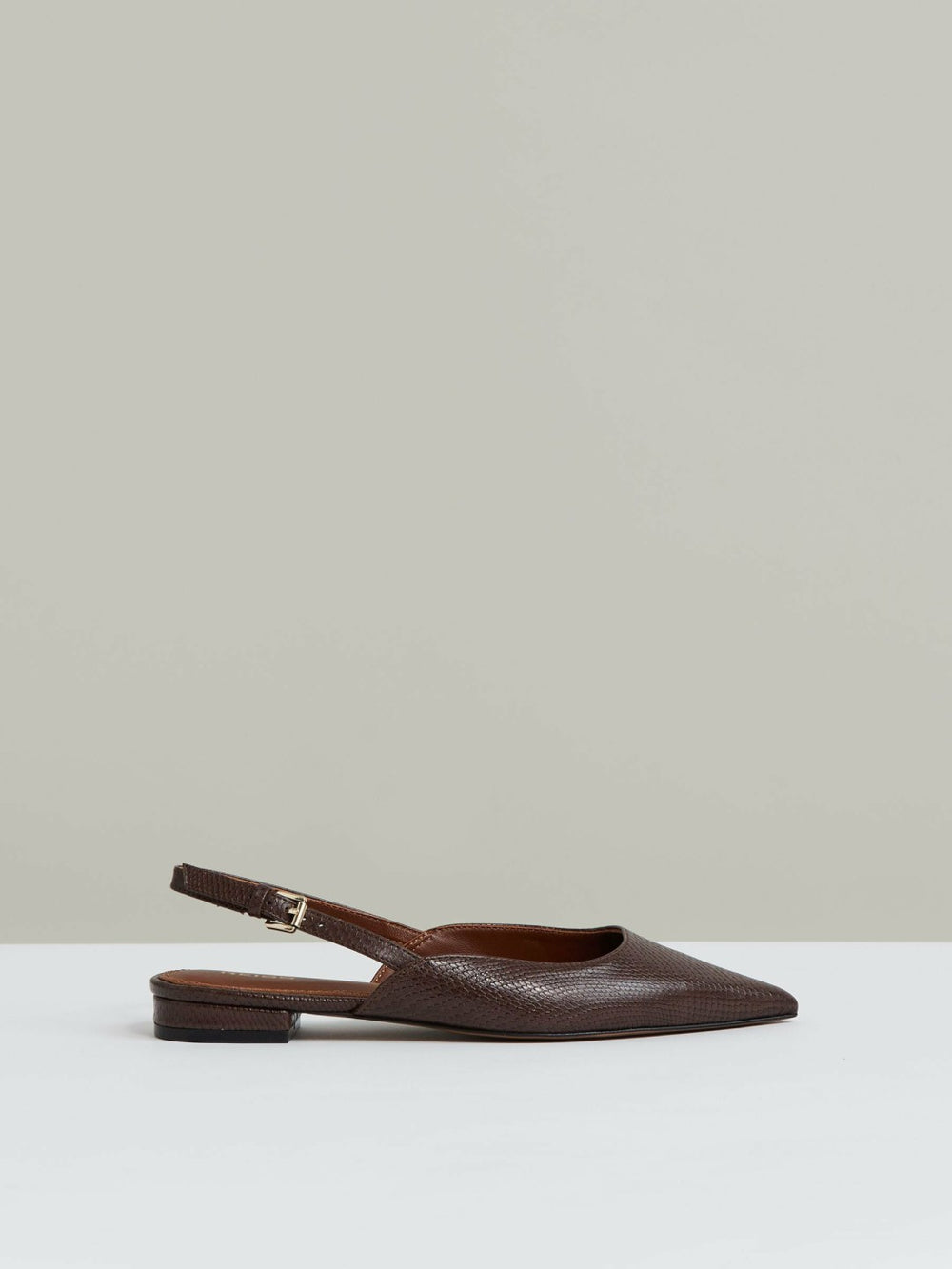 Leather Slingback Ballerina Pumps Chocolate | Womens