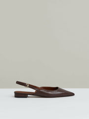 Leather Slingback Ballerina Pumps Chocolate | Womens
