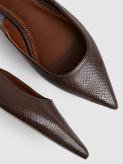 Leather Slingback Ballerina Pumps Chocolate | Womens