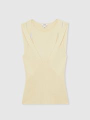 Cut-Out Rib-Knit Vest Cream | Womens