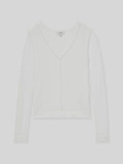 Sheer-Detail V-Neck Top White | Womens