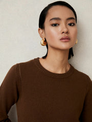Wool-Blend Open-Stitch Jumper with Cashmere Toffee Brown | Womens