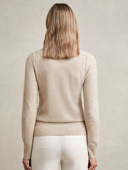 Wool-Blend Open-Stitch Jumper with Cashmere Oatmeal Neutral | Womens