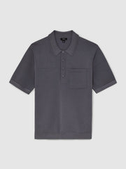 Press-Stud Seam-Detail Polo Shirt Airforce Blue | Mens
