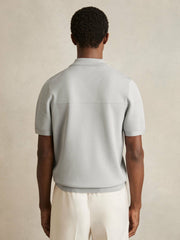 Press-Stud Seam-Detail Polo Shirt Ice Grey | Mens