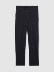 Slim Fit Jersey Drawstring Suit Trousers Navy | Mens