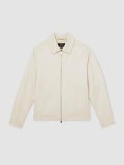 Lyocell-Cotton Zip-Through Twill Jacket Ecru | Mens