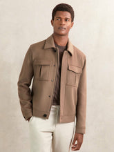 Wool Blend Twin Pocket Zipped Jacket Dark Brown | Mens