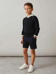 9-13 yrs Cotton Chino Shorts with Stretch Navy | Children