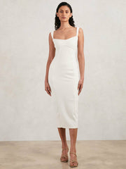 Good American Scuba Crystal Midi Dress White | Womens