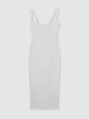 Good American Scuba Crystal Midi Dress White | Womens