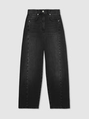 Petite Barrel-Leg Seam Jeans Washed Grey | Womens