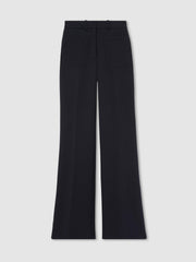 Petite Twill Patch-Pocket Flared Trousers Navy | Womens