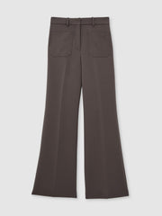 Petite Twill Patch-Pocket Flared Trousers Mauve Neutral | Womens
