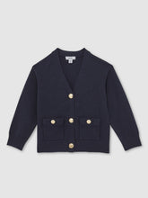 13-14 yrs Knitted Embossed-Button Cardigan Navy | Children