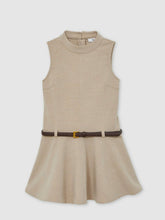 13-14 yrs Drop Waist Belted Sleeveless Dress Neutral | Children