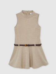 3-9 yrs Drop Waist Belted Sleeveless Dress Neutral | Children
