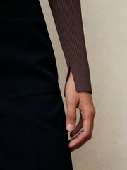 Craft-Stitch Rib-Knit Top Mocha Brown | Womens