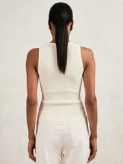 Craft-Stitch Rib-Knit Vest Ivory/Ecru | Womens
