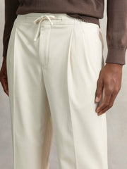 Relaxed-Fit Twill Drawstring Trousers Ecru | Mens