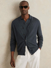 Merino Wool Button-Through Cardigan Midnight Navy | Mens