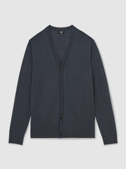 Merino Wool Button-Through Cardigan Midnight Navy | Mens