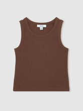 3-9 yrs Stretch-Cotton Ribbed Vest Chocolate | Children