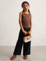3-9 yrs Stretch-Cotton Ribbed Vest Chocolate | Children